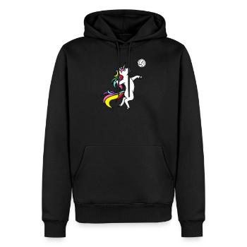 Volleyball Licorne Joueur de volleyball Volleyballer - Sweat à capuche Premium bio Homme - noir - Devant - Nico (187cm)