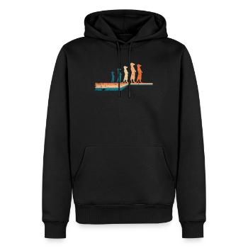 Idée de cadeau animal vintage Meerkat - Sweat à capuche Premium bio Homme - noir - Devant - Nico (187cm)