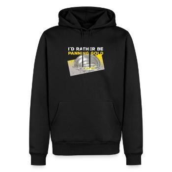 «Je serais plutôt en train de faire du panoramique sur l'or» Conception de panoramique d'or - Sweat à capuche Premium bio Homme - noir - Devant - Nico (187cm)