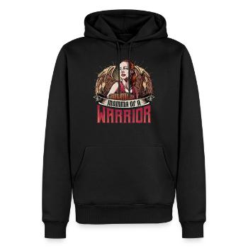Momma Of A Warrior | Cool Sohn Muttertag Geschenk - Männer Premium Bio Hoodie - Schwarz - Vorne - Nico (187cm)