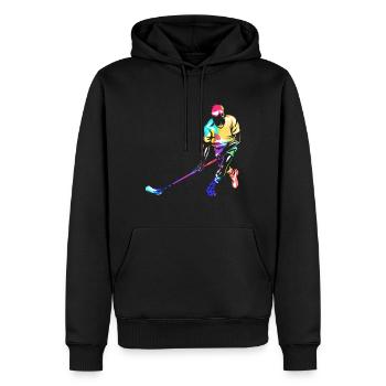 Floorball - Sweat à capuche Premium bio Homme - noir - Devant - Nico (187cm)