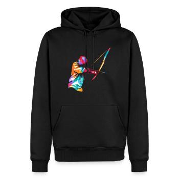 tir à l'arc - Sweat à capuche Premium bio Homme - noir - Devant - Nico (187cm)