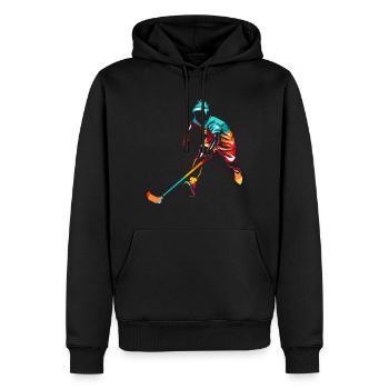 Floorball - Sweat à capuche Premium bio Homme - noir - Devant - Nico (187cm)