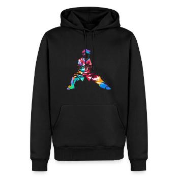 Tai chi - Sweat à capuche Premium bio Homme - noir - Devant - Nico (187cm)
