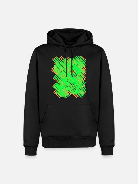 Orange neon green stripes - Men’s Premium Organic Hoodie - black