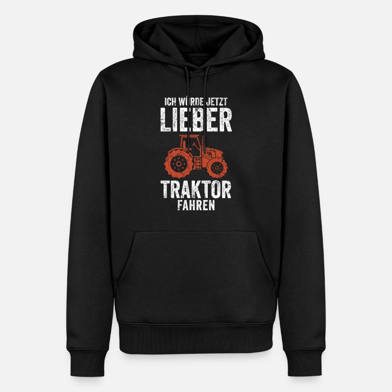 Traktor Ernte - Männer Premium Bio Hoodie - Schwarz