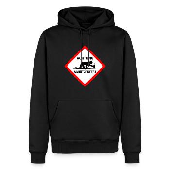 Attention fête de tir drôle de la fête warnschild Fun - Sweat à capuche Premium bio Homme - noir - Devant - Nico (187cm)