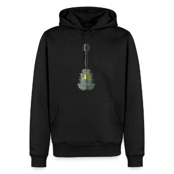 Guitarre Wald - Männer Premium Bio Hoodie - Schwarz - Vorne - Nico (187cm)