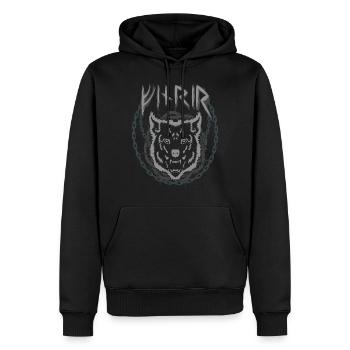 Fenrir Fenris Wolf Anciennes runes nordiques - Sweat à capuche Premium bio Homme - noir - Devant - Nico (187cm)