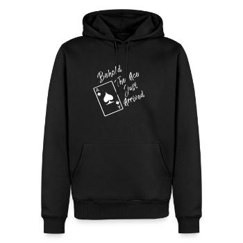 Asexuelle / unisexuelle Flagge Ace Pride Love And Freedom - Männer Premium Bio Hoodie - Schwarz - Vorne - Nico (187cm)