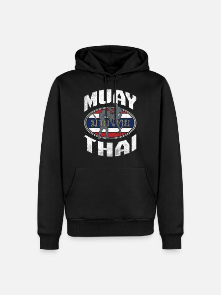 Drapeau thaïlandais de kickboxing - Sweat à capuche Premium bio Homme - noir