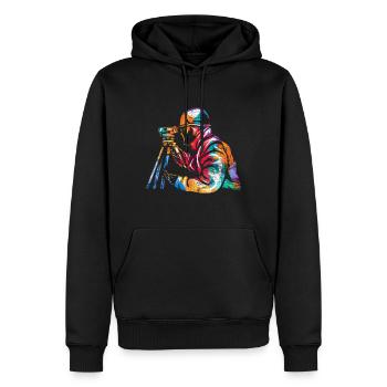 Vermessungstechniker - Männer Premium Bio Hoodie - Schwarz - Vorne - Nico (187cm)