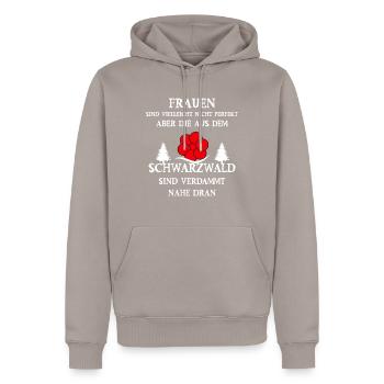 Schwarzwaldmädel Bollenhut Schwarzwald Geschenk - Männer Premium Bio Hoodie - Taupe - Vorne - Nico (187cm)