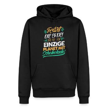 Chocolate climate protection - Men’s Premium Organic Hoodie - black - Front - Nico (187cm)