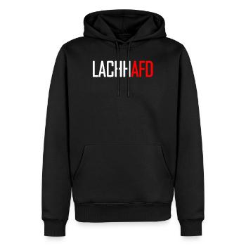 Lachhafd Statement T Shirt gegen Rechts Anti AfD - Männer Premium Bio Hoodie - Schwarz - Vorne - Nico (187cm)