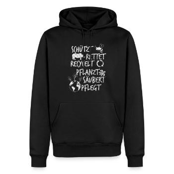 La protection du climat - Sweat à capuche Premium bio Homme - noir - Devant - Nico (187cm)