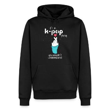 Korea Style Finger Heart Hand Symbol Pop Music Lov - Men’s Premium Organic Hoodie - black - Front - Nico (187cm)