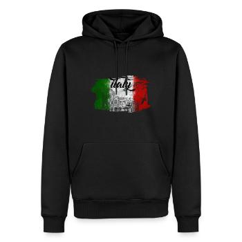 Cadeau voyage pays italie - Sweat à capuche Premium bio Homme - noir - Devant - Nico (187cm)