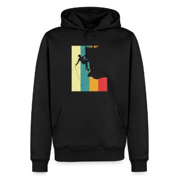 Vintage Klettern Kletterer Felsen Berge Geschenk - Männer Premium Bio Hoodie - Schwarz - Vorne - Nico (187cm)