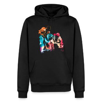 Aikido - Männer Premium Bio Hoodie - Schwarz - Vorne - Nico (187cm)
