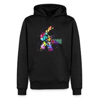 Aïkido - Sweat à capuche Premium bio Homme - noir - Devant - Nico (187cm)