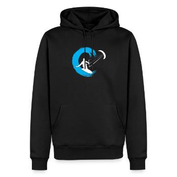 Kitesurfer in der Welle - Männer Premium Bio Hoodie - Schwarz - Vorne - Nico (187cm)