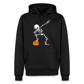 Tamponner squelette squelette halloween - Sweat à capuche Premium bio Homme - noir - Devant - Nico (187cm)