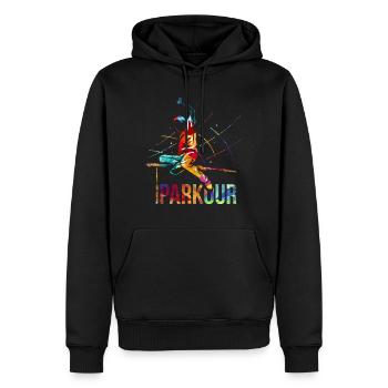 Parkour Cadeau - Sweat à capuche Premium bio Homme - noir - Devant - Nico (187cm)