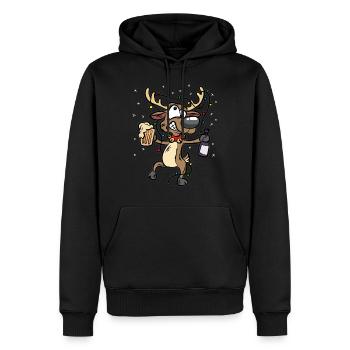 betrunkenes Rentier - Männer Premium Bio Hoodie - Schwarz - Vorne - Nico (187cm)