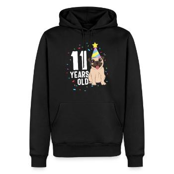 11ème anniversaire de fête d'amant de chien de carlin - Sweat à capuche Premium bio Homme - noir - Devant - Nico (187cm)