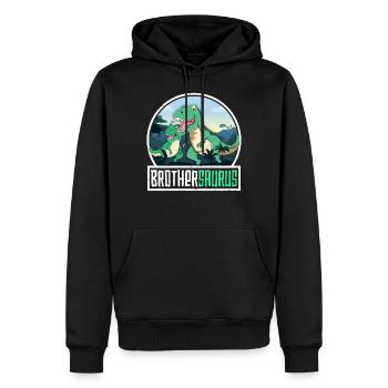 Brothersaurus TRex Dinosaurier Saurus Bruder - Männer Premium Bio Hoodie - Schwarz - Vorne - Nico (187cm)