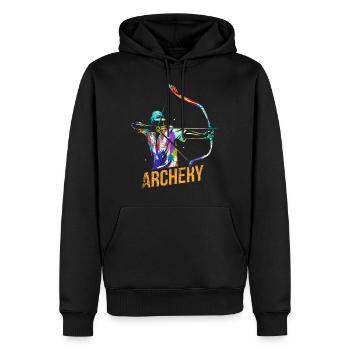 Cadeau de tir à l’arc - Sweat à capuche Premium bio Homme - noir - Devant - Nico (187cm)
