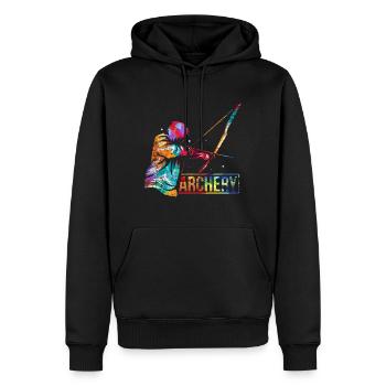 Cadeau de tir à l'arc - Sweat à capuche Premium bio Homme - noir - Devant - Nico (187cm)