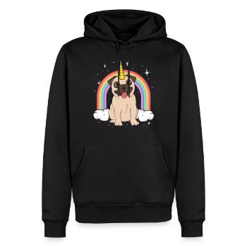 Unicorn Pug Pugicorn Gift Rainbow Space Galaxy - Men’s Premium Organic Hoodie - black - Front - Nico (187cm)