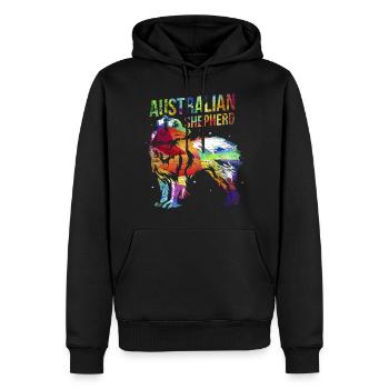 Australie Shepherd cadeau - Sweat à capuche Premium bio Homme - noir - Devant - Nico (187cm)
