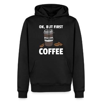 Café café buveur café fatigué cadeau du matin - Sweat à capuche Premium bio Homme - noir - Devant - Nico (187cm)