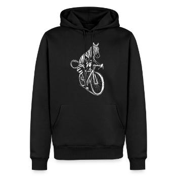 Bicycling Zebra Bicycle Cyclist Zebras - Men’s Premium Organic Hoodie - black - Front - Nico (187cm)