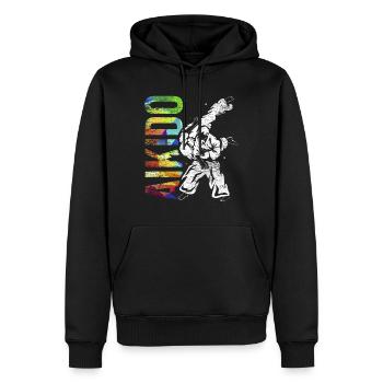 Aikido Geschenk - Männer Premium Bio Hoodie - Schwarz - Vorne - Nico (187cm)