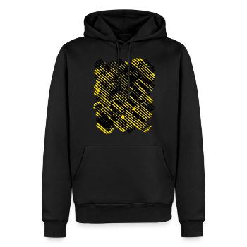 Schwarz Gelbe Streifen - Männer Premium Bio Hoodie - Schwarz - Vorne - Nico (187cm)