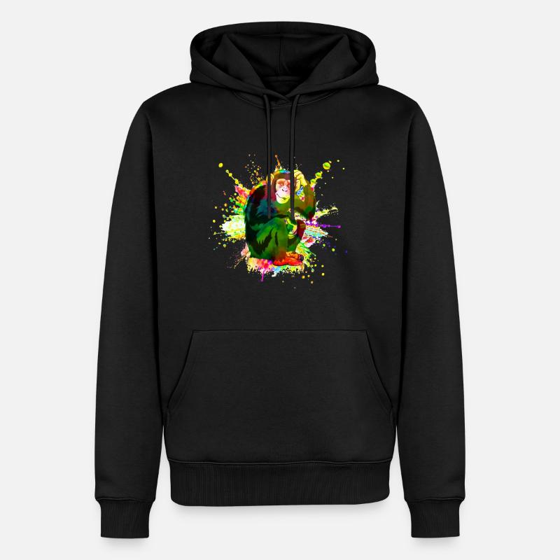 Affe in coolem und buntem Artwork - Monkey Ape - Männer Premium Bio Hoodie - Schwarz