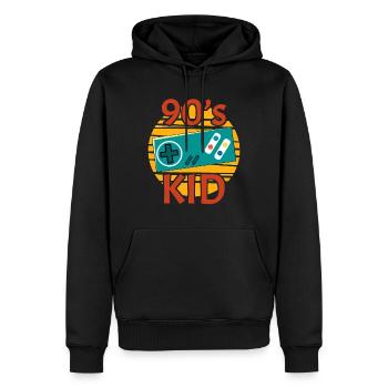 90s KID - Gamer - Männer Premium Bio Hoodie - Schwarz - Vorne - Nico (187cm)