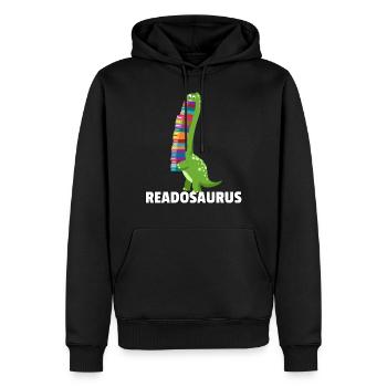 Dinosaur Dino livre lecture livres Bookworm - Sweat à capuche Premium bio Homme - noir - Devant - Nico (187cm)