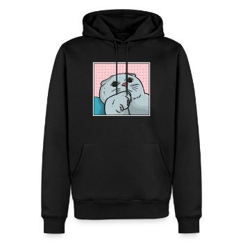 Chat foldex - Sweat à capuche Premium bio Homme - noir - Devant - Nico (187cm)