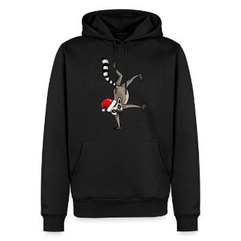 Singe lémurien singe drôle Noël - Sweat à capuche Premium bio Homme - noir - Devant - Nico (187cm)