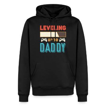 Niveau supérieur papa papa papa - Sweat à capuche Premium bio Homme - noir - Devant - Nico (187cm)
