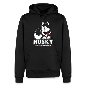 Siberian Husky Nose kaltes Herz warm - Männer Premium Bio Hoodie - Schwarz - Vorne - Nico (187cm)