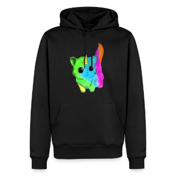 Licorne de chat mignon Caticorn - Sweat à capuche Premium bio Homme - noir - Devant - Nico (187cm)