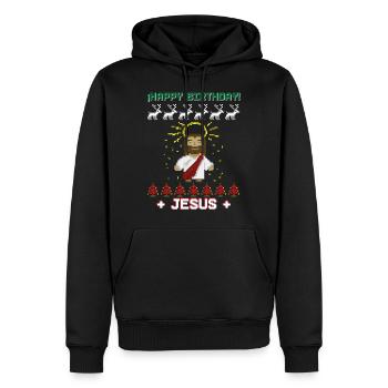 Happy Birthday Jesus Weihnachten - Männer Premium Bio Hoodie - Schwarz - Vorne - Nico (187cm)