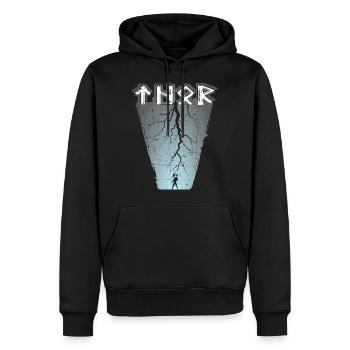 Donnergott Thor Altnordische Runenschrift - Männer Premium Bio Hoodie - Schwarz - Vorne - Nico (187cm)