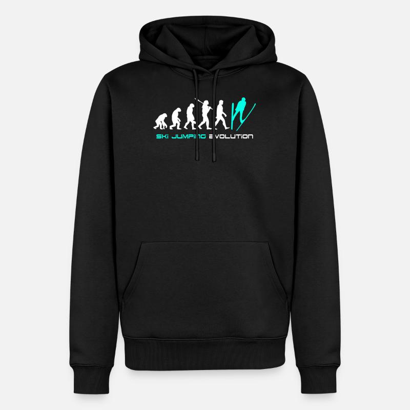 Skispringen Evolution - Männer Premium Bio Hoodie - Schwarz